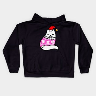 Cozy Christmas Sweater Santa Hat Cat Kids Hoodie